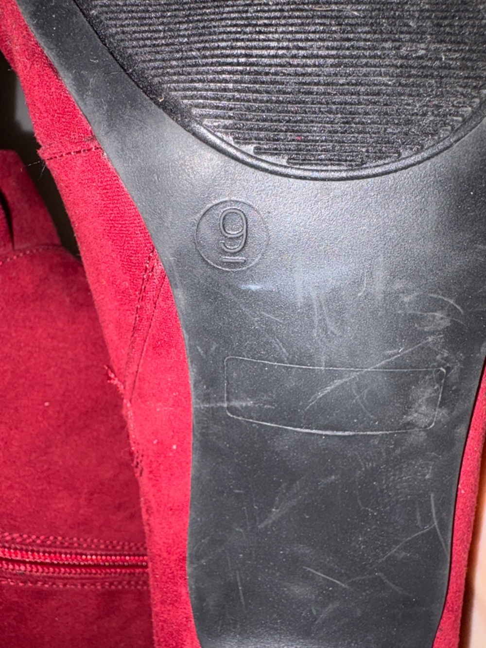 Journee Collection Cress Red Suede Ruffle Ankle Booties Size 9 - Picture 8 of 11